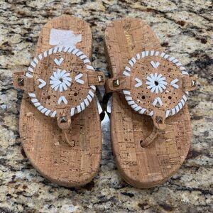 Jack Rogers Cork Sandals with Gold Logo